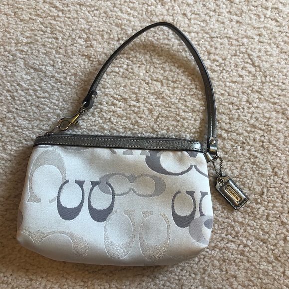 Silver Shiny Coach Wristlet - Picture 4 of 6